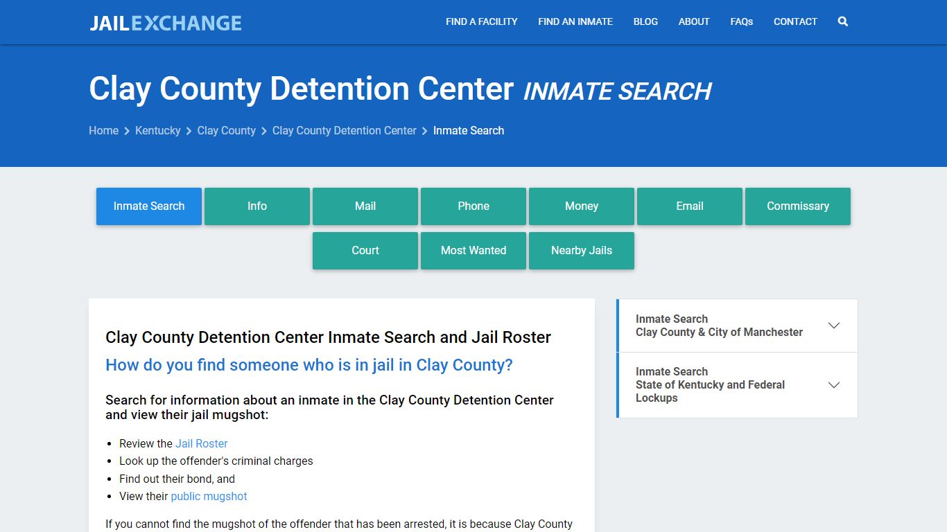 Clay County Detention Center Inmate Search - Jail Exchange